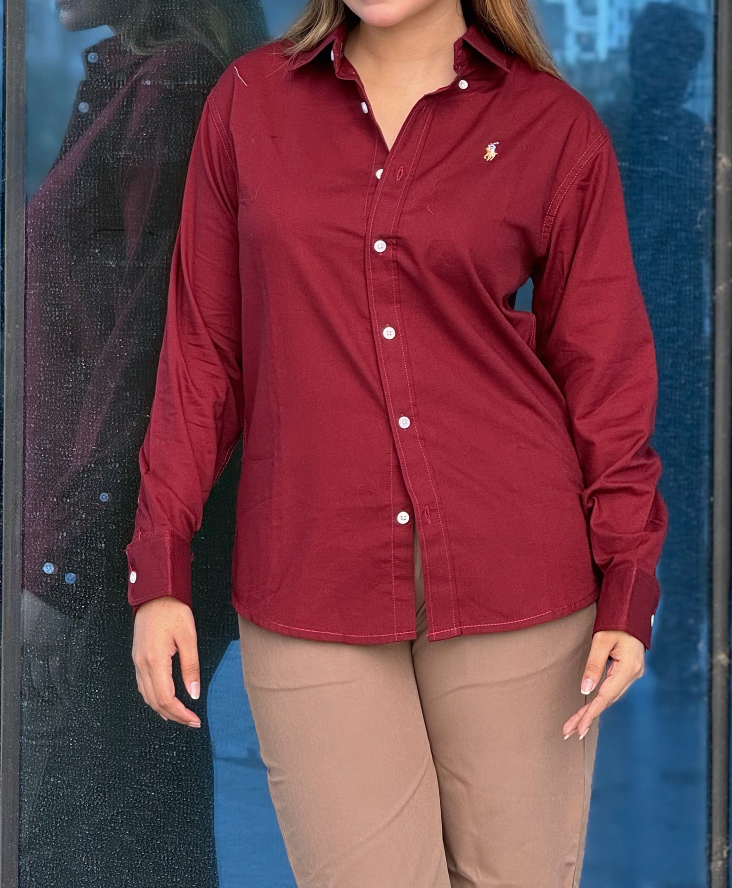 Oxford full sleeve shirt - Crimson