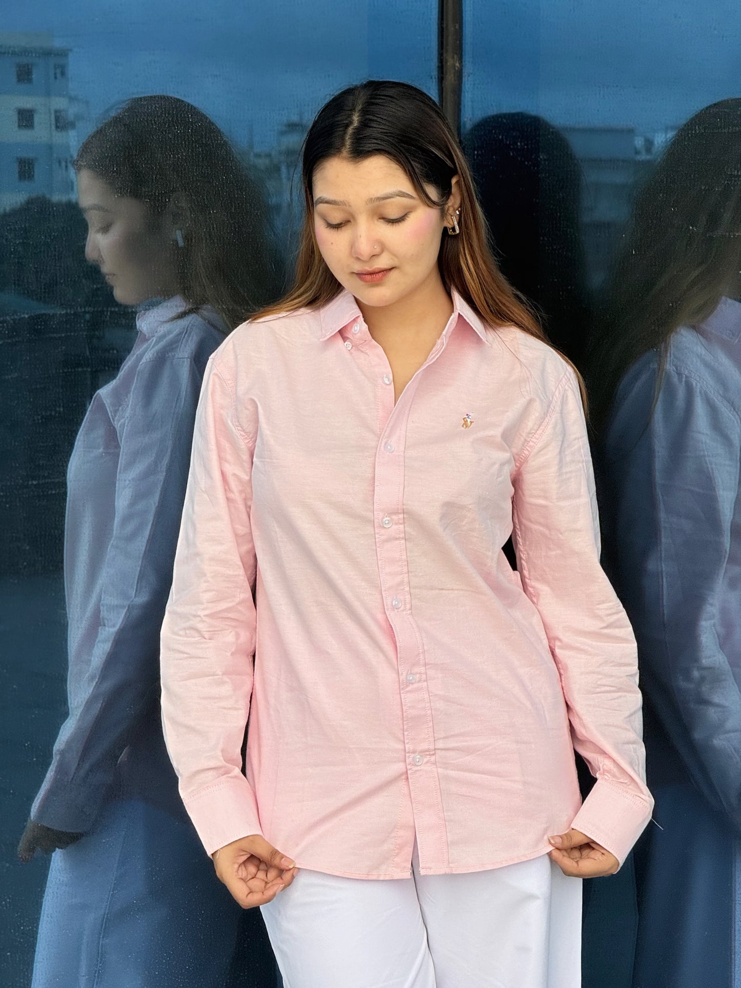 Oxford full sleeve shirt - Baby Pink
