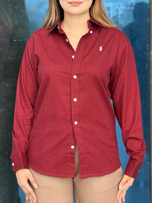 Oxford full sleeve shirt - Crimson