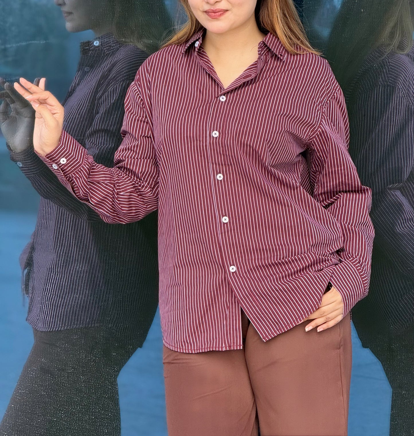 Old Money full sleeve shirt - Oxblood Maroon