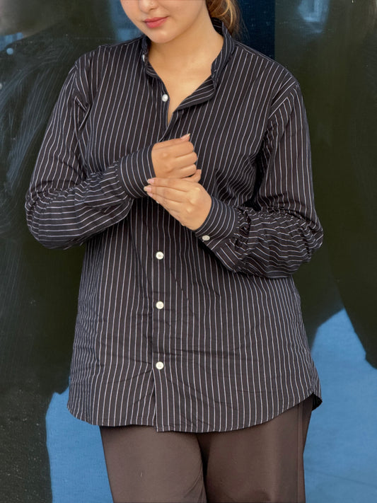 Old Money full sleeve shirt - Black Pinstripe